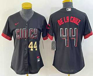 Womens Cincinnati Reds #44 Elly De La Cruz Number Black 2023 City Connect Cool Base Stitched Baseball Jersey1->mlb womens jerseys->MLB Jersey
